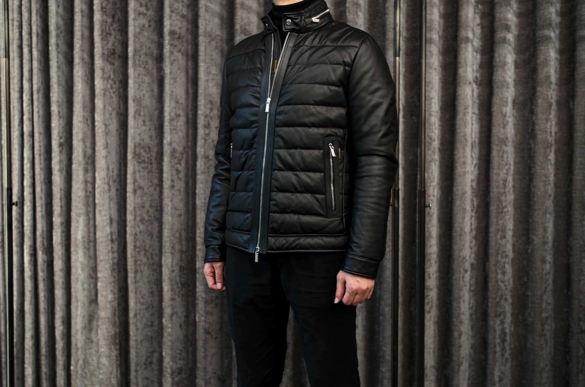 MOORER GILLES-P3 Leather Down Jacket NERO 2024秋冬 【ご予約開始】 ムーレー ファイヤー レザーダウンジャケット ブラック 愛知　名古屋 Alto e Diritto altoediritto アルトエデリット