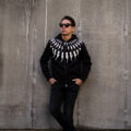 Neil Barrett (ニールバレット) FAIRISLE THUNDERBOLT SWEATSHIRT (フェアアイル サンダーボルト スエットシャツ) サンダーボルト ジップアップ パーカー BLACK (ブラック・051) 2023秋冬新作のイメージ