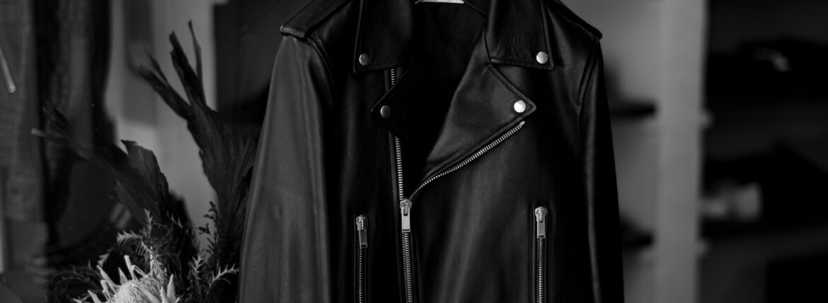 SAINT LAURENT "L01" MOTORCYCLE JACKET BLACK サンローラン モーターサイクルジャケット ラムレザー ダブルライダース ブラック Made in italy イタリア製 2023年 秋冬 新作 愛知 名古屋 Alto e Diritto altoediritto アルトエデリット