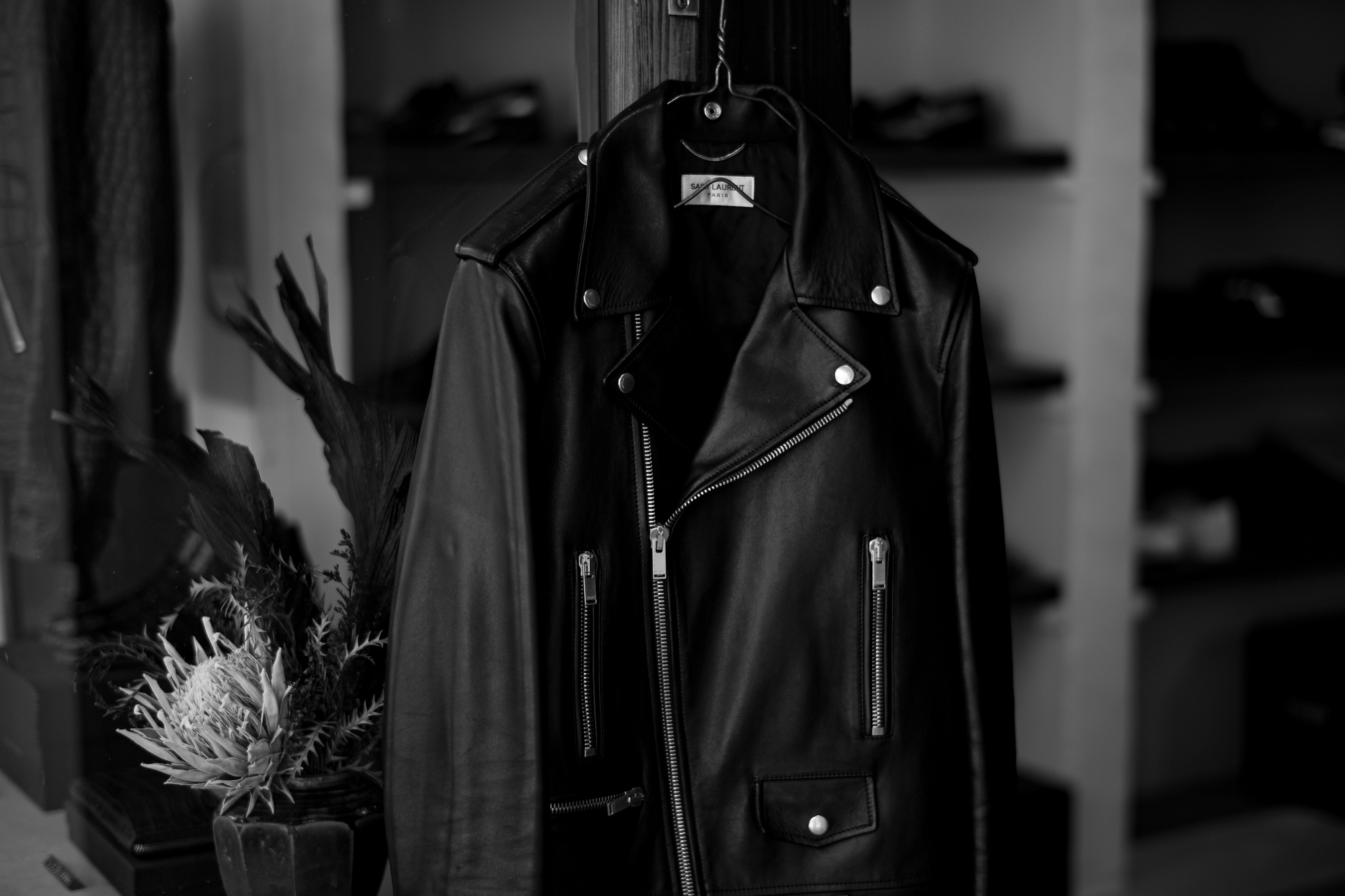 SAINT LAURENT "L01" MOTORCYCLE JACKET BLACK サンローラン モーターサイクルジャケット ラムレザー ダブルライダース ブラック Made in italy イタリア製 2023年 秋冬 新作 愛知 名古屋 Alto e Diritto altoediritto アルトエデリット