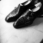 Yohei Fukuda "Double Monk Strap Bespoke" Black Shiny Small Crocodile BLACK 2023 ヨウヘイフクダ ダブルモンクストラップ ビスポーク スモールクロコダイル ブラック 2023年納品