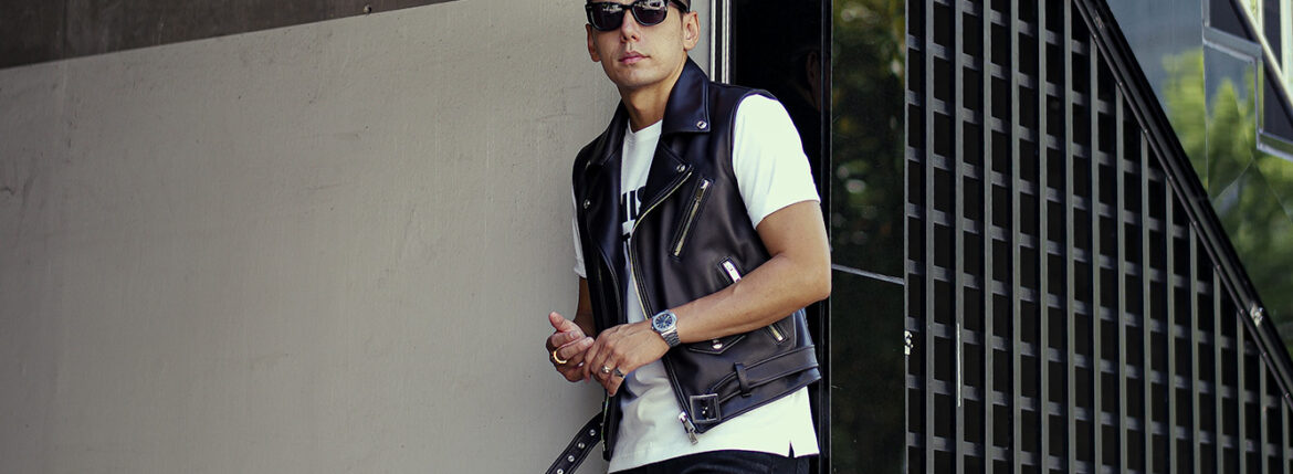 FIXER(フィクサー) F5(エフファイブ) DOUBLE RIDERS VEST Cow Leather ダブルライダース ベスト BLACK(ブラック)のイメージ