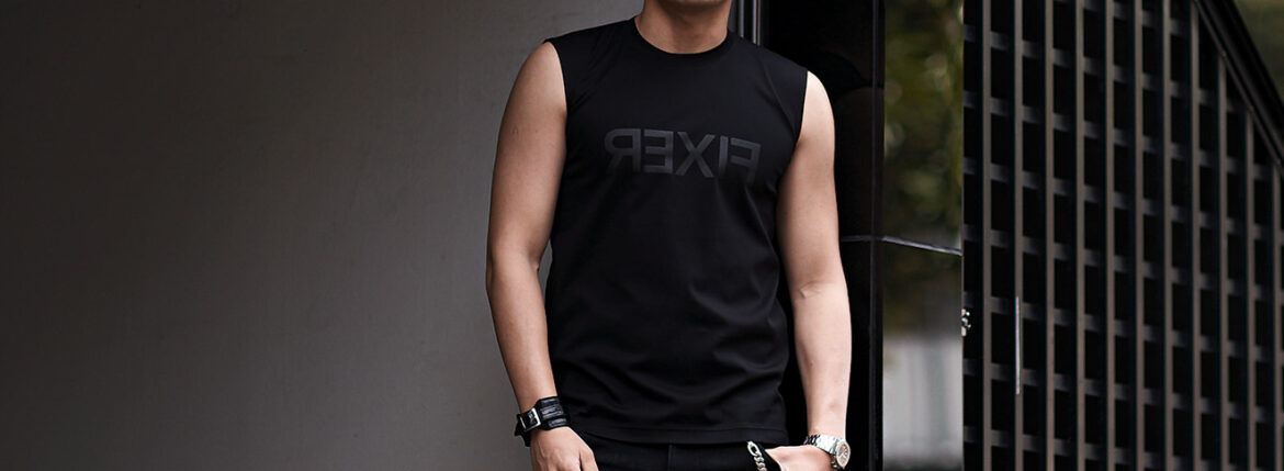 FIXER (フィクサー) FNS-01 Reverse Print Sleeveless T-shirt リバースプリントスリーブレス Tシャツ ALL BLACK (オールブラック)【ご予約受付中】【2024.1.15(Mon)～2024.1.28(Sun)】 FIXER FNS-01 フィクサー ノースリーブ タンクトップ リバースプリント オールブラック ホワイト ブラック 愛知 名古屋 Alto e Diritto altoediritto アルトエデリット