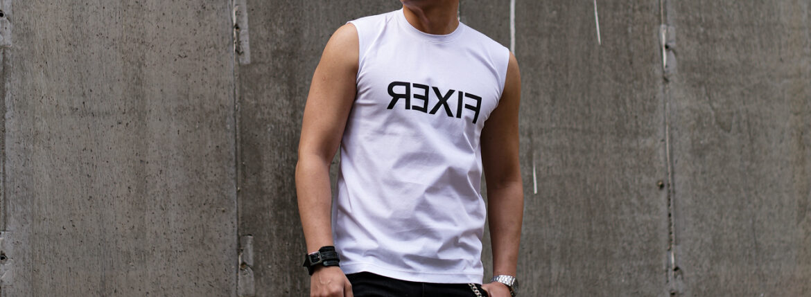 FIXER (フィクサー) FNS-01 Reverse Print Sleeveless T-shirt リバースプリントスリーブレス Tシャツ WHITE (ホワイト)【ご予約受付中】【2024.1.15(Mon)～2024.1.28(Sun)】 愛知　名古屋 Alto e Diritto altoediritto アルトエデリット ノースリーブ タンクトップ