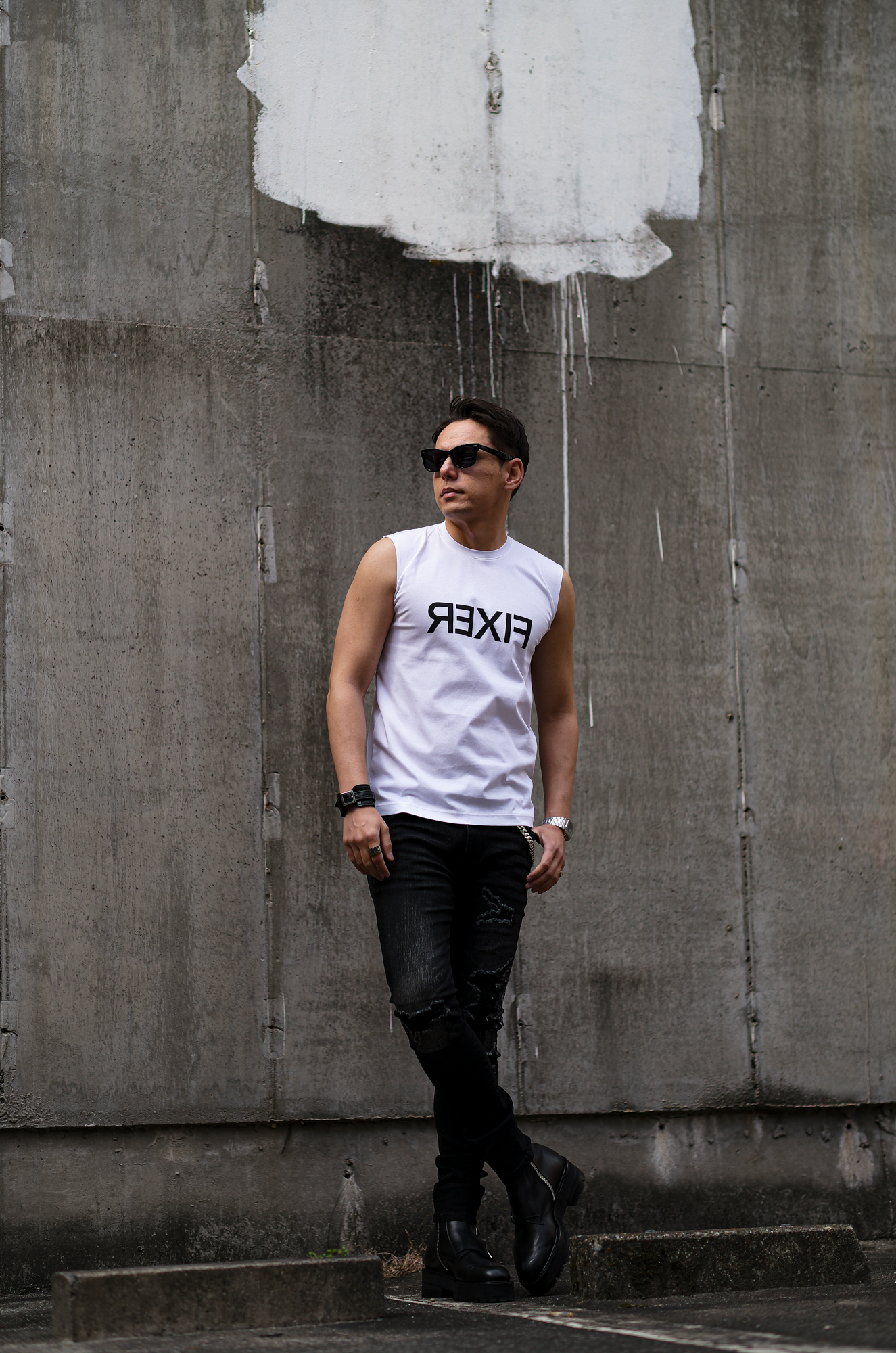 FIXER (フィクサー) FNS-01 Reverse Print Sleeveless T-shirt リバースプリントスリーブレス Tシャツ WHITE (ホワイト)【ご予約受付中】【2024.1.15(Mon)～2024.1.28(Sun)】 愛知　名古屋 Alto e Diritto altoediritto アルトエデリット ノースリーブ タンクトップ