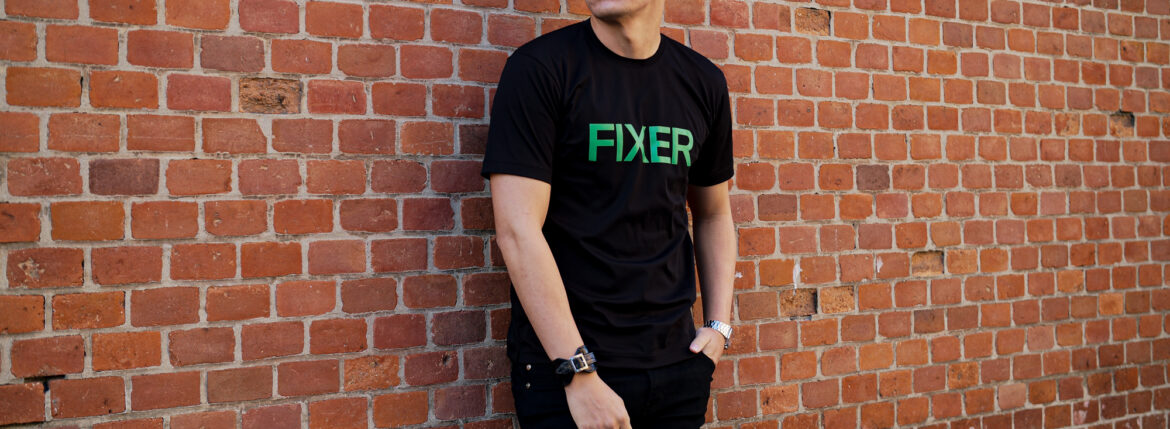 FIXER (フィクサー) FTS-02 FIXER Print Crew Neck T-shirt プリント Tシャツ BLACK × GREEN (ブラック×グリーン) 【ご予約受付中】【2024.1.08(Mon)～2024.1.21(Sun)】 フィクサー エフティーエス02 プリントクルーネック Tシャツ ブラック グリーン 東京限定 愛知 名古屋 Alto e Diritto altoediritto アルトエデリット