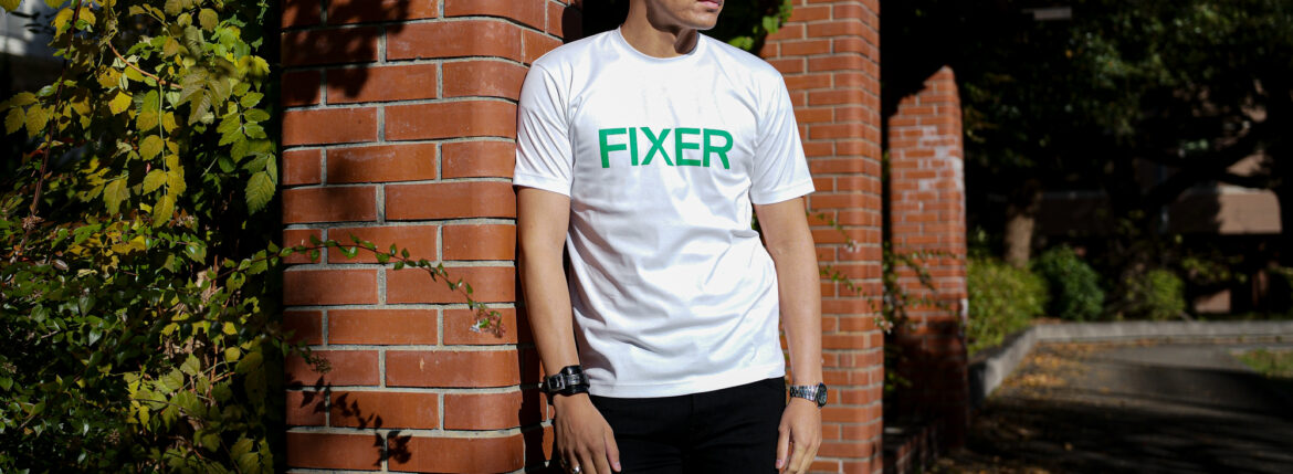 FIXER (フィクサー) FTS-02 FIXER Print Crew Neck T-shirt プリント Tシャツ WHITE × GREEN (ホワイト×グリーン) 【ご予約受付中】【2024.1.08(Mon)～2024.1.21(Sun)】 フィクサー エフティーエス02 プリントクルーネック Tシャツ ブラック グリーン 東京限定 愛知 名古屋 Alto e Diritto altoediritto アルトエデリット