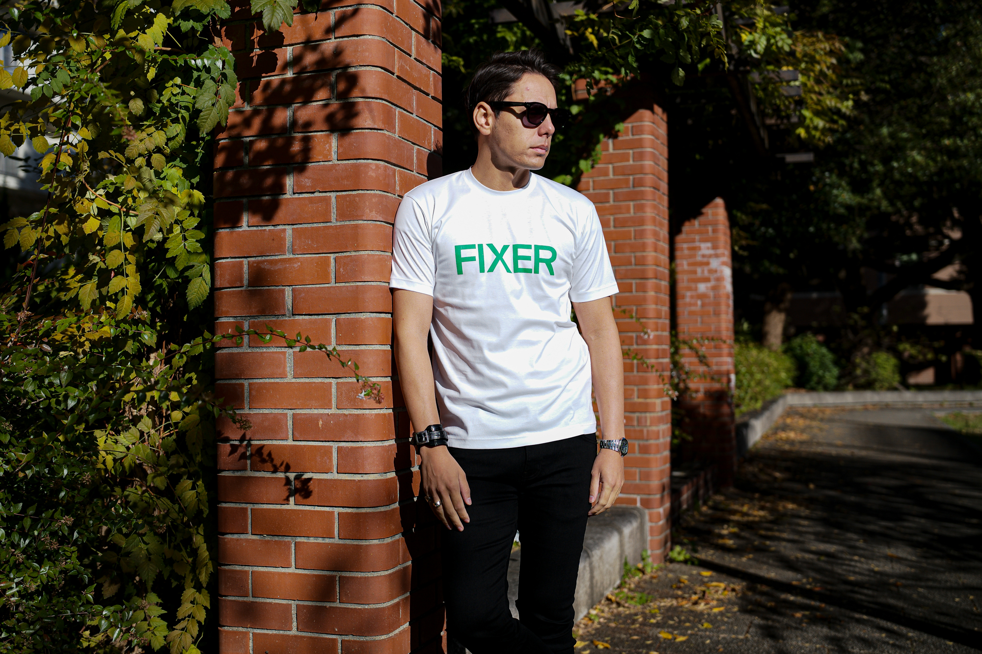 FIXER (フィクサー) FTS-02 FIXER Print Crew Neck T-shirt プリント Tシャツ WHITE × GREEN (ホワイト×グリーン)  【ご予約受付中】【2024.1.08(Mon)～2024.1.21(Sun)】 フィクサー エフティーエス02 プリントクルーネック Tシャツ ブラック グリーン 東京限定 愛知 名古屋 Alto e Diritto altoediritto アルトエデリット