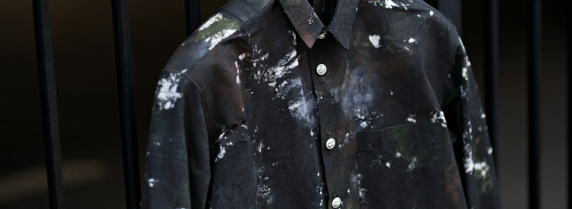 ISAMU KATAYAMA BACKLASH THE LINE "T-2042-01" KANGAROO SUEDE LEATHER HAND PRINT SHIRT CAMO 2024 イサムカタヤマバックラッシュ ザライン カンガルースエードレザー ハンドプリント カモフラーシュ 2024年 愛知 名古屋 Alto e Diritto altoediritto アルトエデリット