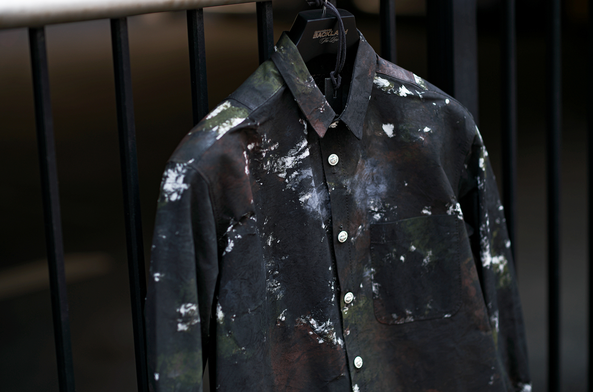 ISAMU KATAYAMA BACKLASH THE LINE "T-2042-01" KANGAROO SUEDE LEATHER HAND PRINT SHIRT CAMO 2024 イサムカタヤマバックラッシュ ザライン カンガルースエードレザー ハンドプリント カモフラーシュ 2024年 愛知 名古屋 Alto e Diritto altoediritto アルトエデリット