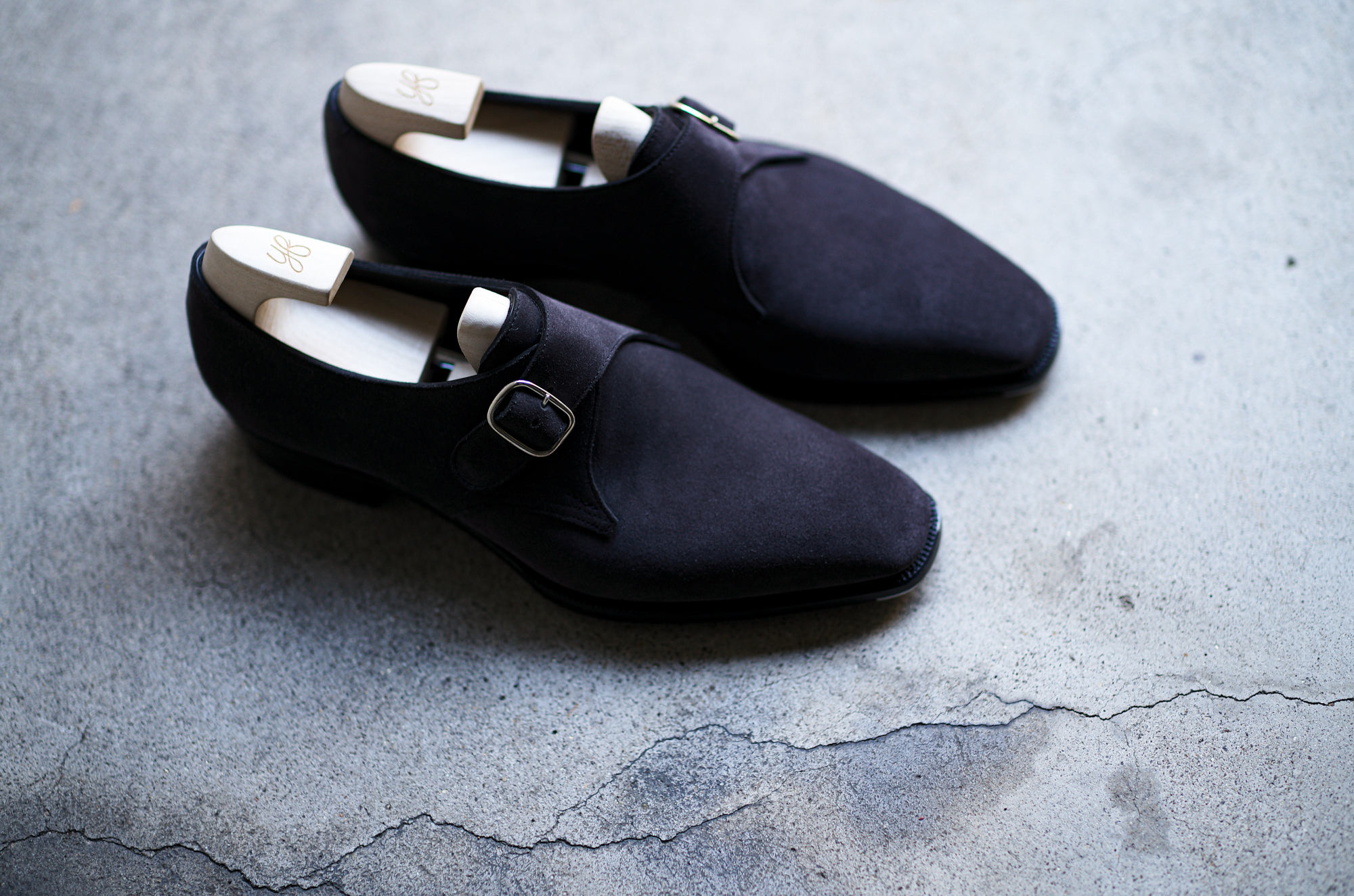 Yohei Fukuda "MTO" Single Monk Strap Suede Leather Gray 2023 ヨウヘイフクダ シングルモンクストラップシューズ スエードレザー グレー 愛知 名古屋 Alto e Diritto altoediritto アルトエデリット ビスポーク エムティーオー フルオーダー