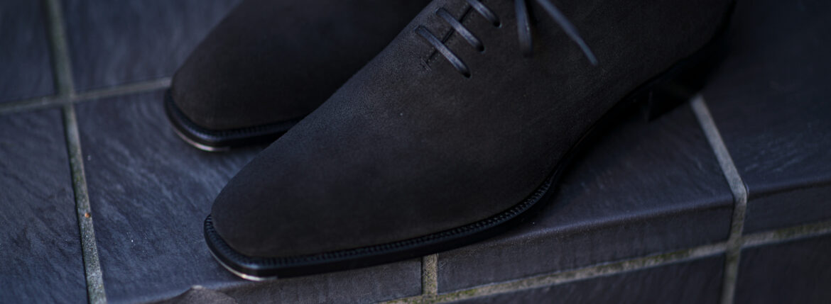 Yohei Fukuda MTO Whole Cut Oxford Suede Leather Black 2023 ヨウヘイフクダ フォールカットシューズ スエード ブラック 愛知 名古屋 Alto e Diritto altoediritto アルトエデリット ビスポーク エムティーオー フルオーダー