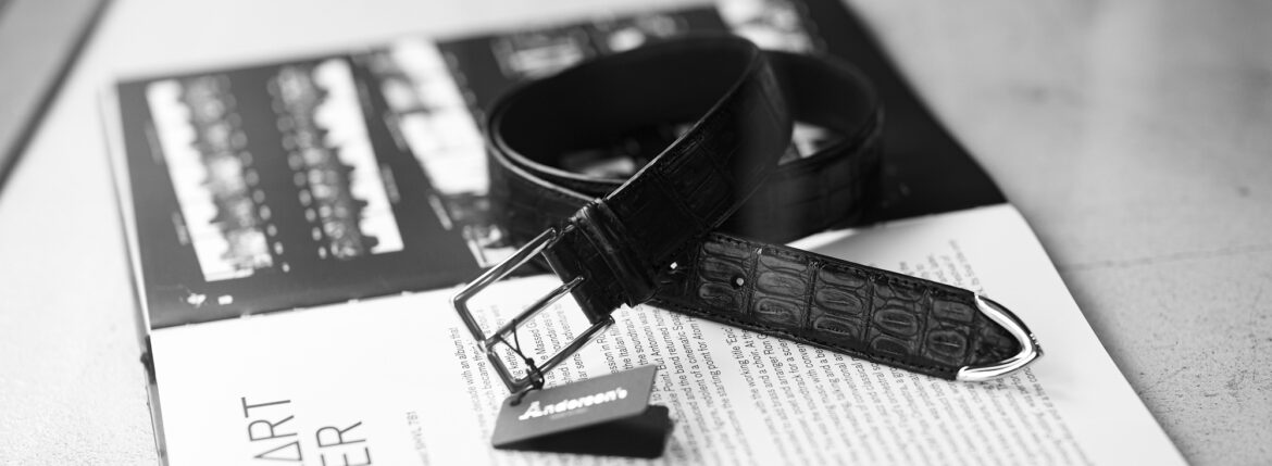 cuervo bopoha × Anderson's Satisfaction Leather Collection "Longinus" Crocodile Leather Belt BLACK × SILVER ロンギヌス アンダーソンズ クエルボヴァローナ クロコダイルレザー プンターレベルト ブラック シルバー 愛知　名古屋 Alto e Diritto altoediritto アルトエデリット