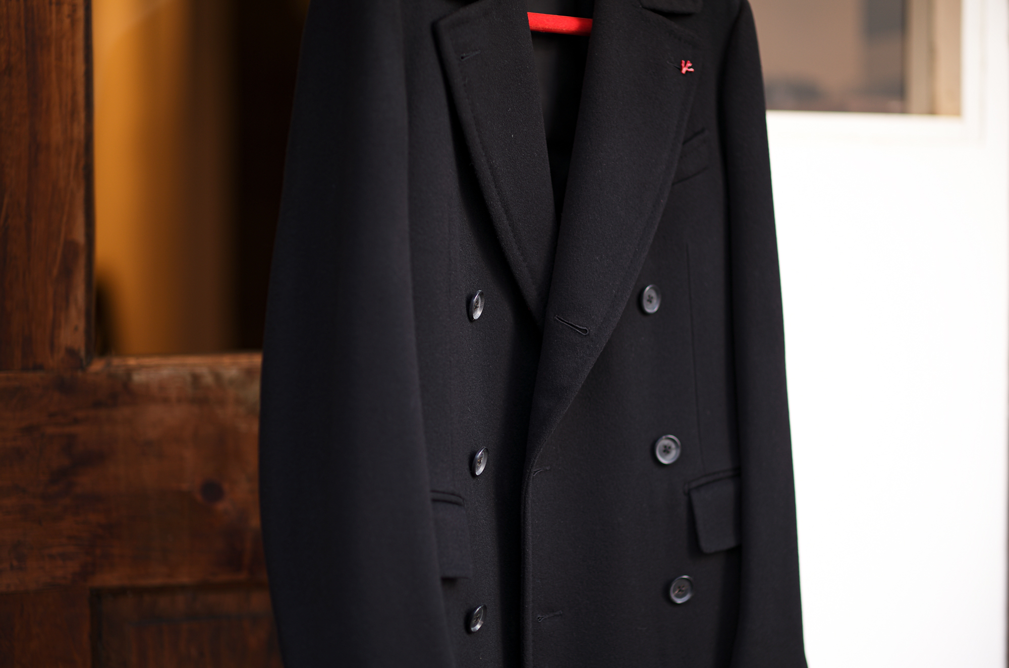 ISAIA MADE TO MEASURE MARSHAL Super Fine Wool イザイア マーシャル スーパーファインウール ブラック ダブルブレスト コート BLACK 2023AW 愛知 名古屋 Alto e Diritto altoediritto アルトエデリット