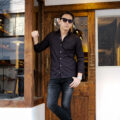 Finamore (フィナモレ) SEUL ITALIAN COLOR COTTON POPLIN SHIRTS コットンポプリン ワンピースカラー シャツ BLACK (ブラック・48)　made in italy (イタリア製) 2024 春夏新作のイメージ