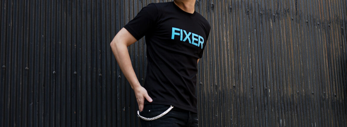 FIXER (フィクサー) FTS-02 FIXER Print Crew Neck T-shirt プリント Tシャツ BLACK × SAX (ブラック×サックス) 【ご予約開始】【2024.3.18(Mon)～2024.3.31(Sun)】 フィクサー エフティーエス02 プリントクルーネック Tシャツ ブラック サックス 東京限定 愛知 名古屋 Alto e Diritto altoediritto アルトエデリット