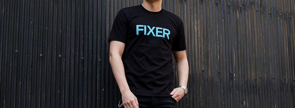 FIXER (フィクサー) FTS-02 FIXER Print Crew Neck T-shirt プリント Tシャツ BLACK × SAX (ブラック×サックス) 【ご予約開始】【2024.3.18(Mon)～2024.3.31(Sun)】 フィクサー エフティーエス02 プリントクルーネック Tシャツ ブラック サックス 東京限定 愛知 名古屋 Alto e Diritto altoediritto アルトエデリット