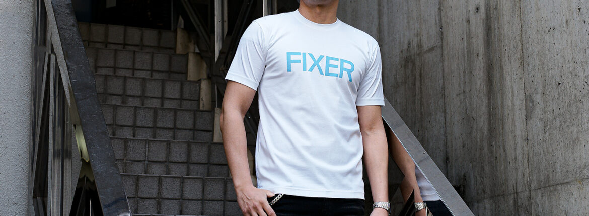 FIXER (フィクサー) FTS-02 FIXER Print Crew Neck T-shirt プリント Tシャツ WHITE × SAX (ホワイト × サックス) 【ご予約開始】【2024.3.18(Mon)～2024.3.31(Sun)】 フィクサー エフティーエス02 プリントクルーネック Tシャツ ブラック サックス 東京限定 愛知 名古屋 Alto e Diritto altoediritto アルトエデリット