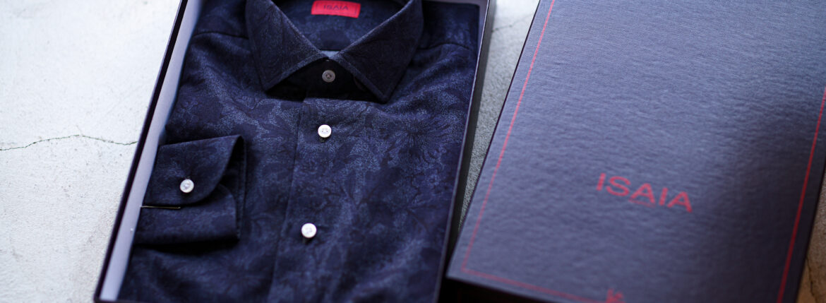 ISAIA "MADE TO MEASURE" "ANCONA GJ10TC C7768 02" FLOWER PRINT SHIRTS NAVY 2024 イザイア マーシャル アンコナ フラワー プリント シャツ ネイビー 愛知　名古屋 Alto e Diritto altoediritto アルトエデリット