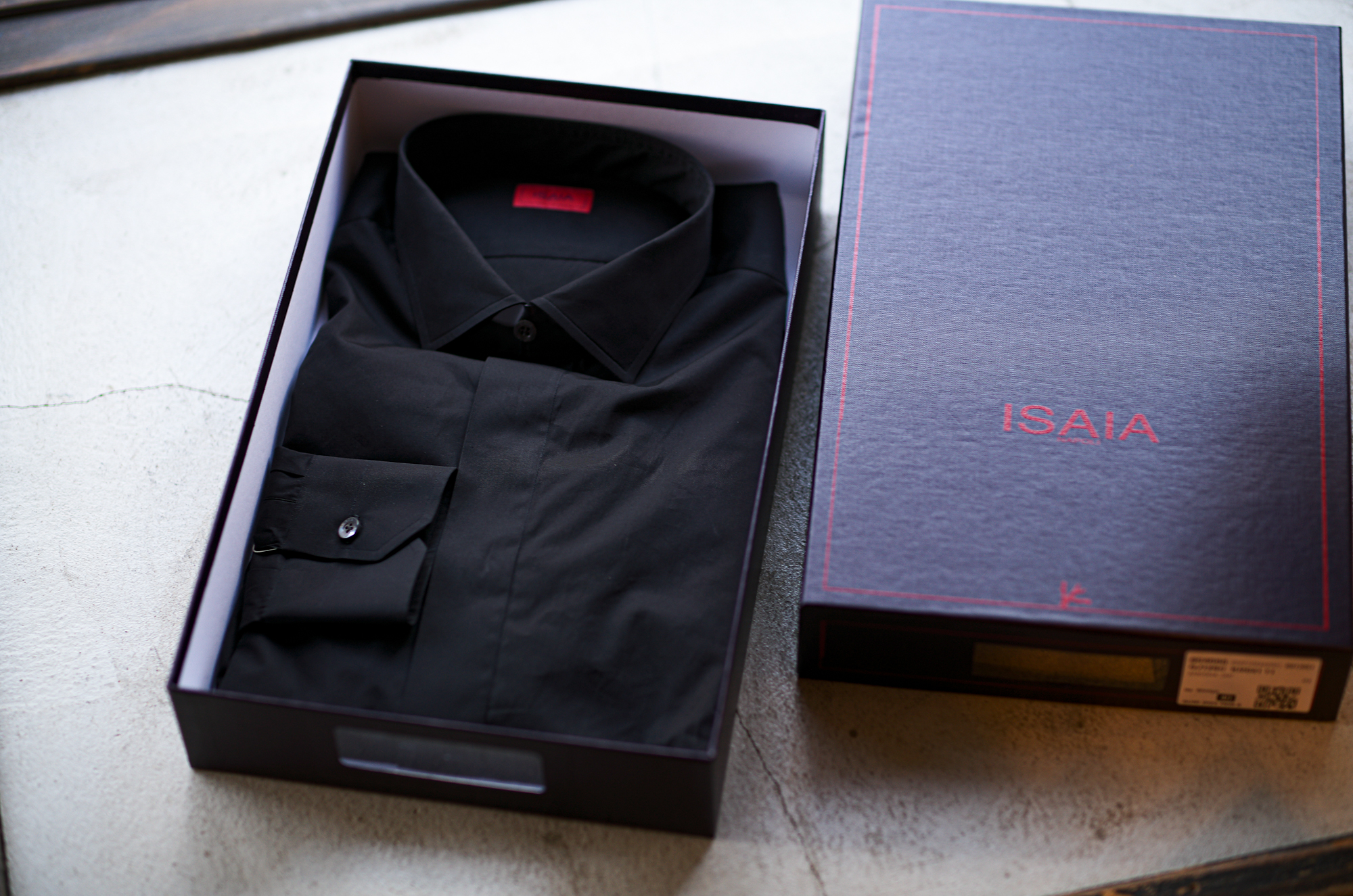 ISAIA "MADE TO MEASURE" "ANCONA GJ12SC KM041 11" PLAIN SHIRTS BLACK 2024 イザイア マーシャル アンコナ 無地 プレーン シャツ ブラック 愛知　名古屋 Alto e Diritto altoediritto アルトエデリット