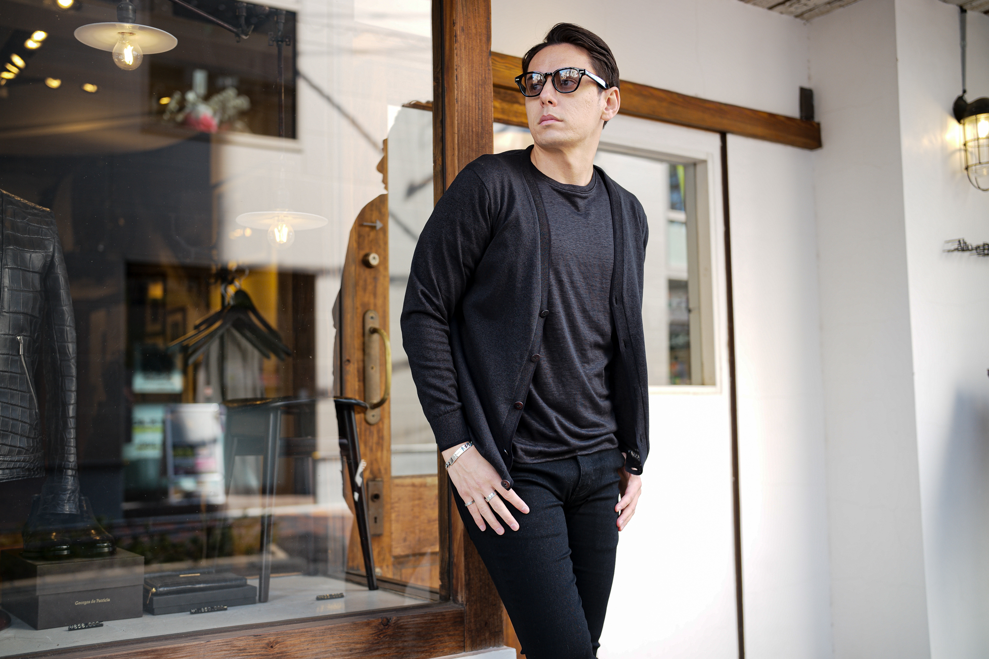 RIVORA (リヴォラ) Cotton Paper Line Cardigan コットン ペーパー ライン カーディガン BLACK (ブラック・010)　MADE IN JAPAN (日本製) 2024春夏新作 愛知 名古屋 Alto e Diritto altoediritto アルトエデリット