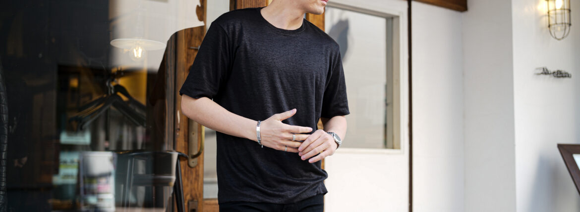 RIVORA (リヴォラ) Vintage Linen Layered T-Shirts ヴィンテージ リネン レイヤード Tシャツ BLACK (ブラック・010) MADE IN JAPAN (日本製) 2024春夏新作 【入荷しました】【フリー分発売開始】愛知 名古屋 Alto e Diritto altoediritto アルトエデリット