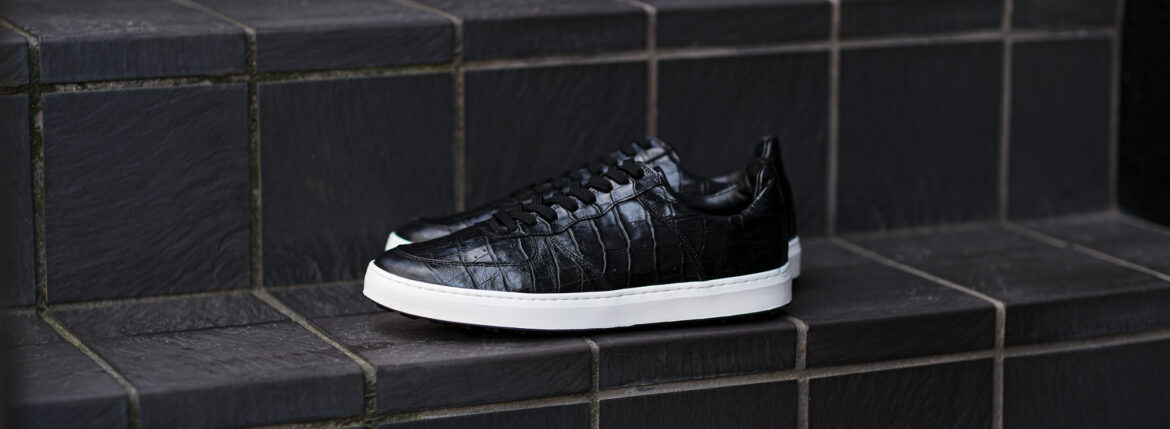 WH WHA-1900 EMBOSSED CROCODILE LEATHER SNEAKERS BLACK 2024SS【Size 8】のイメージ