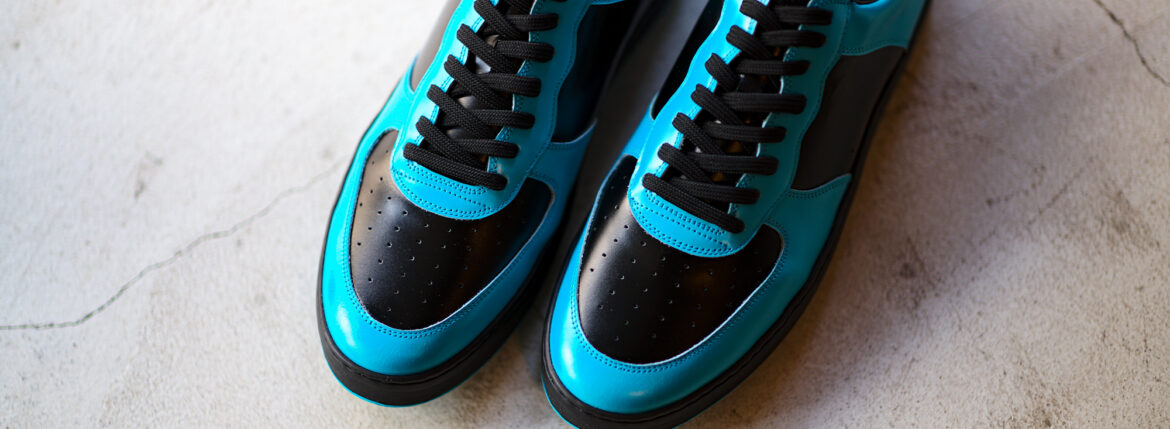 WH WHA-1900 New Vodka Leather SNEAKERS BLACK × BLUE 2024SS【Size 9】 ダブルエイチ NEW ウォッカ レザー スニーカー ブラック ブルー ティファニーブルー 2024年春夏 愛知 名古屋 Alto e Diritto altoediritto アルトエデリット 黒ソール