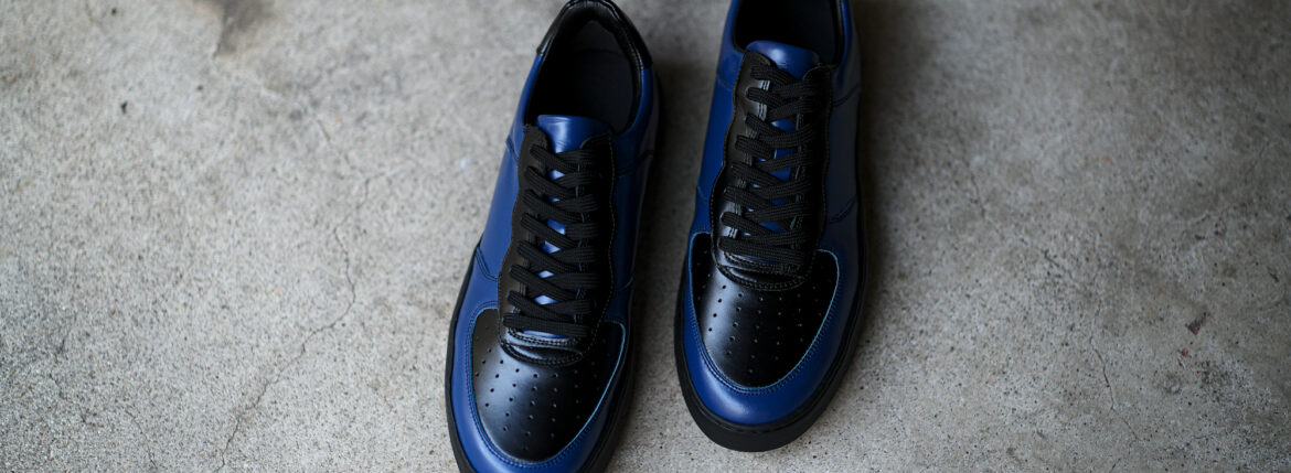 WH WHA-1900 New Vodka Leather SNEAKERS BLACK × NAVY 2024SS【Size 7】ダブルエイチ NEW ウォッカ レザー スニーカー ブラック ネイビー 黒ソール 2024年春夏 愛知 名古屋 Alto e Diritto altoediritto アルトエデリット 白ソール