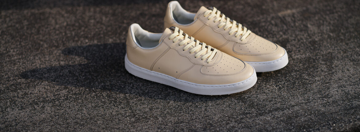 WH WHA-1900 New Vodka Leather SNEAKERS LIGHT BEIGE 2024SS【Size 7】ダブルエイチ NEW ウォッカ レザー スニーカー ライトベージュ 2024年春夏 愛知 名古屋 Alto e Diritto altoediritto アルトエデリット 白ソール