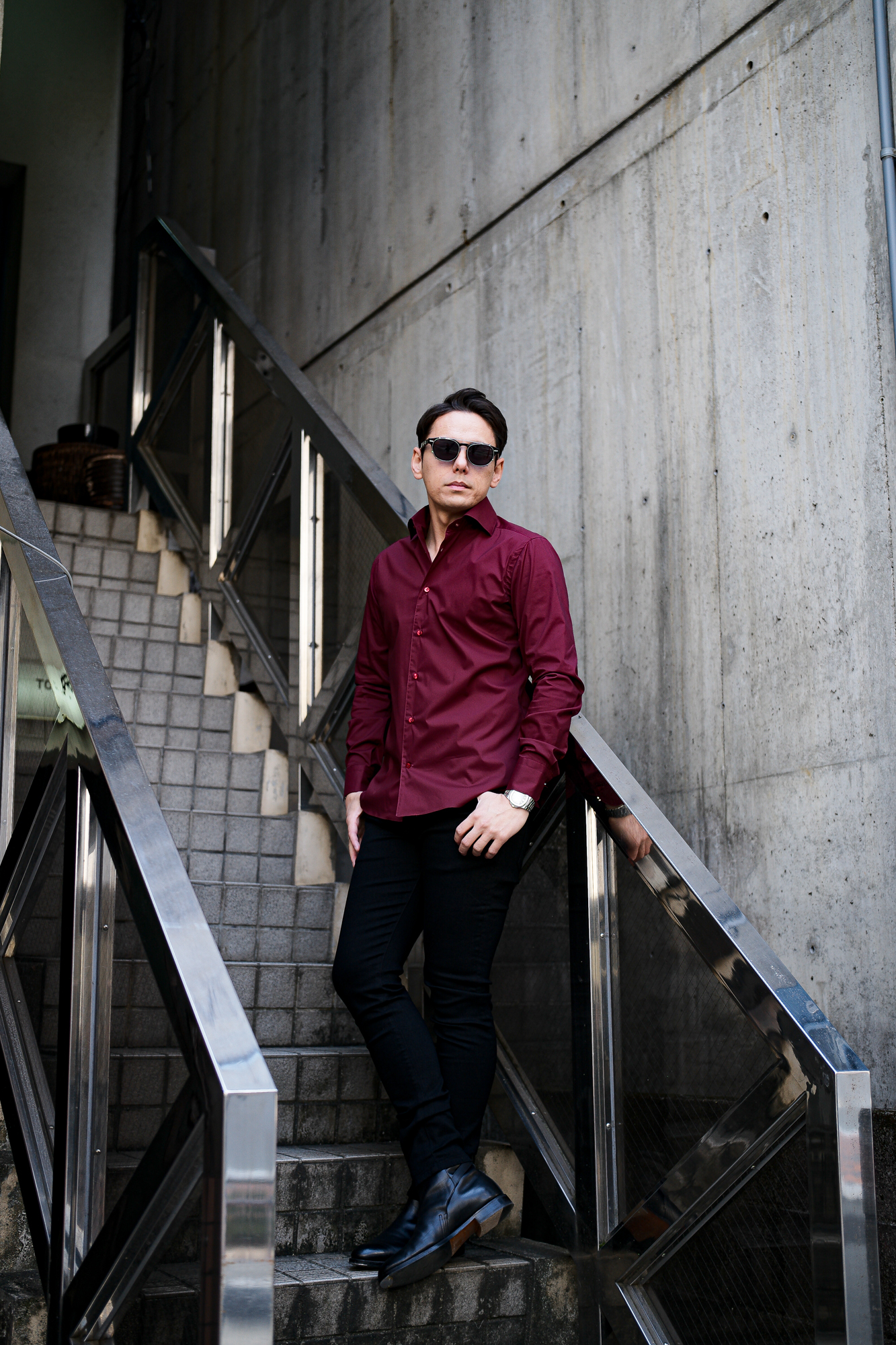 BORRIELLO NEW YORK Popeline Stretch Shirts BURGUNDY 2024 ボリエッロ ニューヨーク ポプリン ストレッチシャツ グレー 2024年 愛知 名古屋 Alto e Diritto altoediritto アルトエデリット