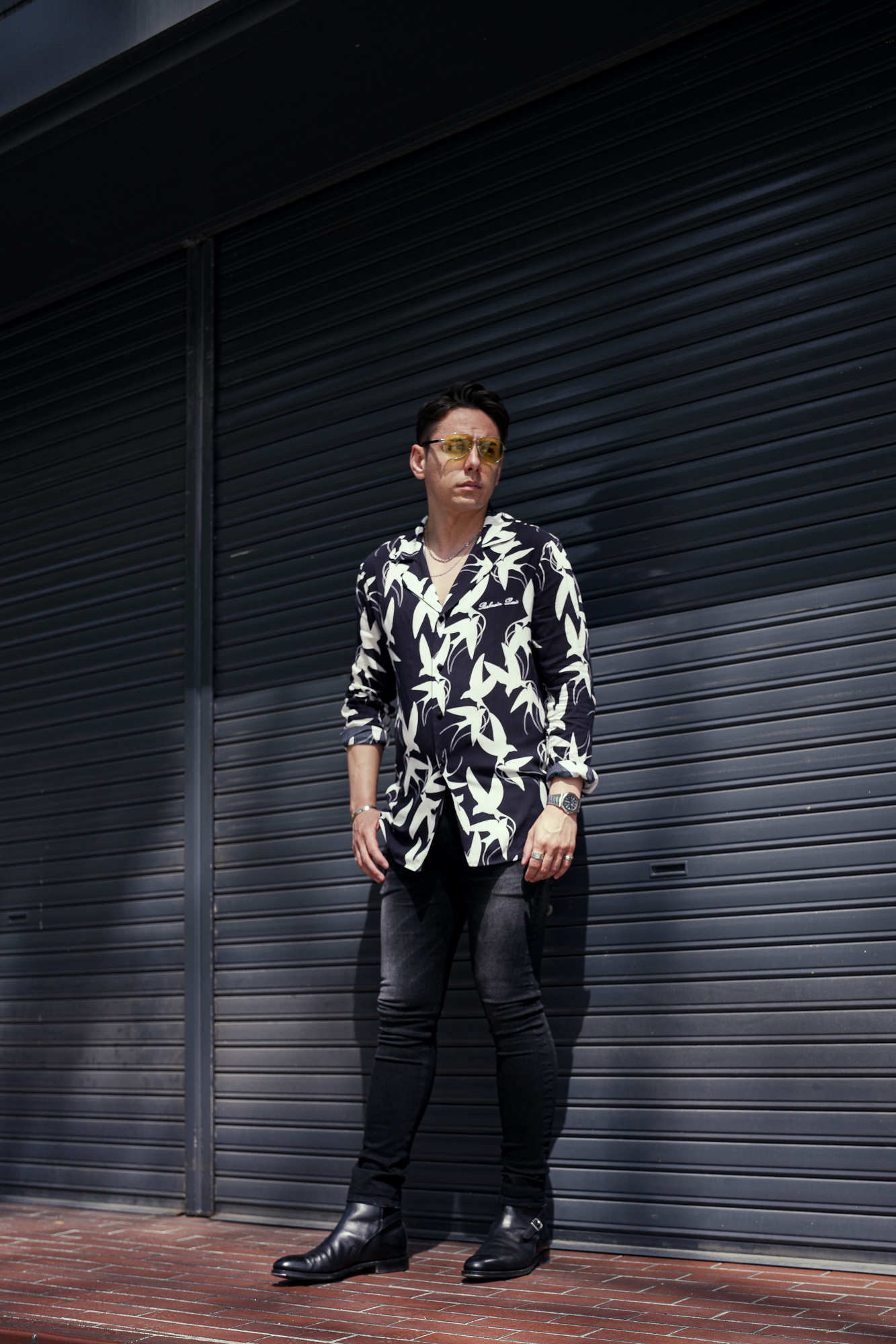 BALMAIN（バルマン）SPARROW PRINT FLOWING SHIRT (スパロー プリント フローイング シャツ) サテンシャツ NOIR (ブラック) made in italy (イタリア製) 2024春夏新作 愛知 名古屋 Alto e Diritto altoediritto アルトエデリット