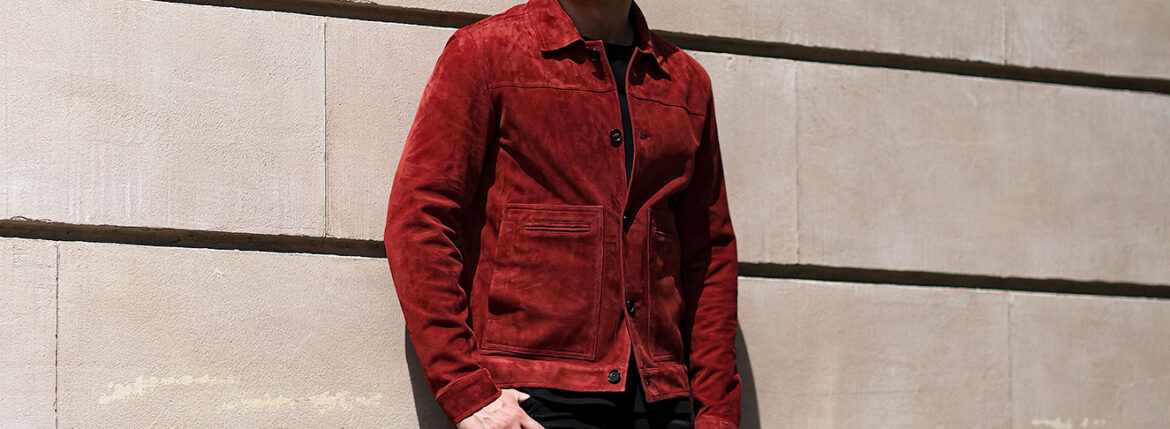 ISAIA (イザイア) SHORT PORTOFINO (ショートポルトフィーノ) LAMB SUEDE BLOUSON ラムスエード ブルゾン RED (レッド・270) 2024春夏新作 【入荷しました】【フリー分発売開始】愛知 名古屋 Alto e Diritto altoediritto アルトエデリット