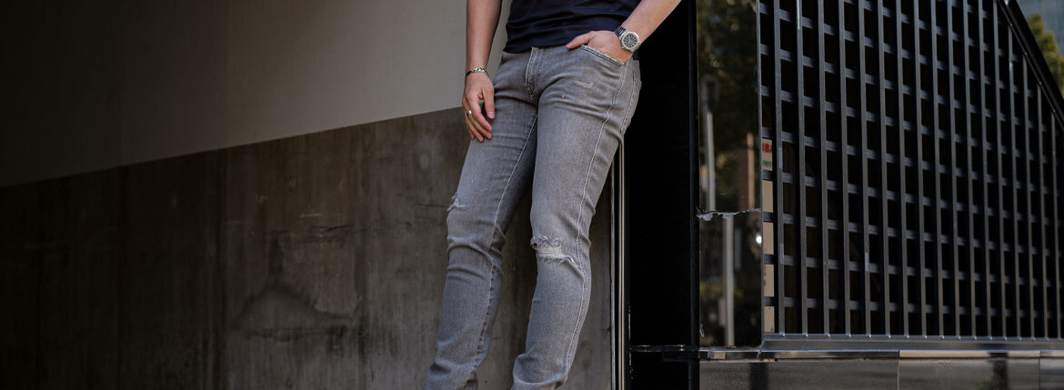 PT TORINO DENIM (ピーティートリノデニム) ROCK (ロック) SKINNY FIT (スキニーフィット) COMFORT GRAY DENIM 11 Oz ストレッチ クラッシュ デニムパンツ GRAY CRUSH (グレークラッシュ・CC20) 2024春夏新作 愛知 名古屋 Alto e Diritto altoediritto アルトエデリット