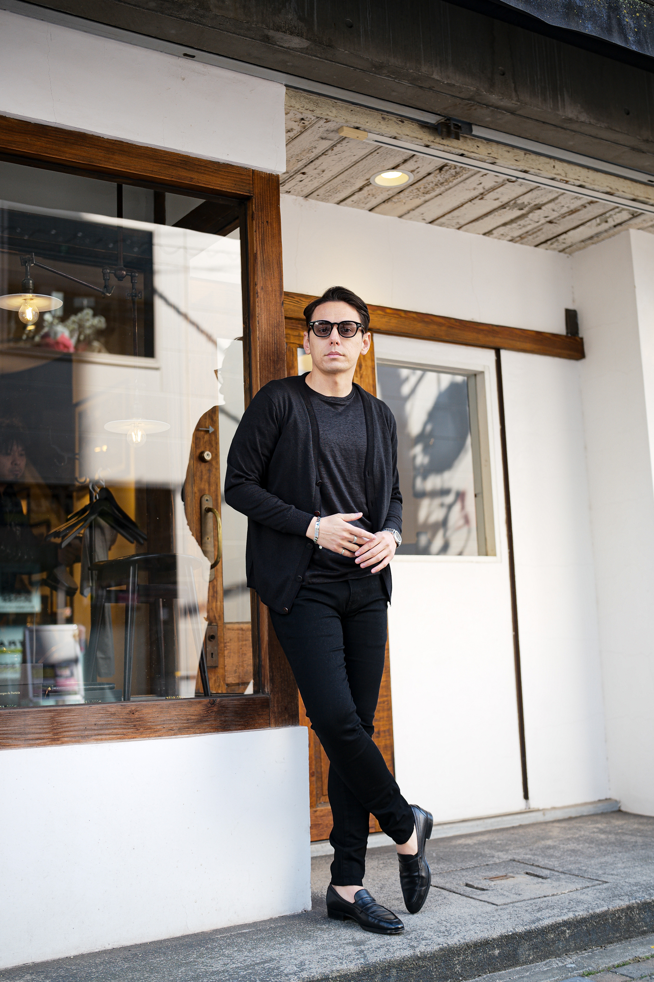 RIVORA (リヴォラ) Cotton Paper Line Cardigan コットン ペーパー ライン カーディガン BLACK (ブラック・010)　MADE IN JAPAN (日本製) 2024春夏新作 愛知 名古屋 Alto e Diritto altoediritto アルトエデリット