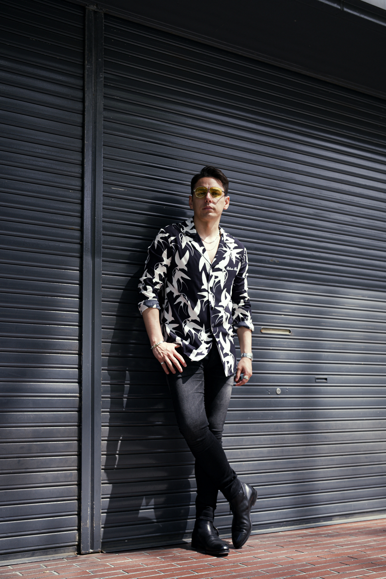 BALMAIN（バルマン）SPARROW PRINT FLOWING SHIRT (スパロー プリント フローイング シャツ) サテンシャツ NOIR (ブラック) made in italy (イタリア製) 2024春夏新作 愛知 名古屋 Alto e Diritto altoediritto アルトエデリット