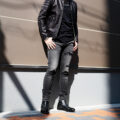 cuervo bopoha (クエルボ ヴァローナ) Sartoria Collection (サルトリア コレクション) Bal (バル) 9oz BLACK COMFORT DENIM ダメージ アンド レザーリペア タイトフィット ストレッチ クラッシュデニム パンツ BLACK (ブラック・28) MADE IN JAPAN (日本製) 2024 【ご予約開始】のイメージ
