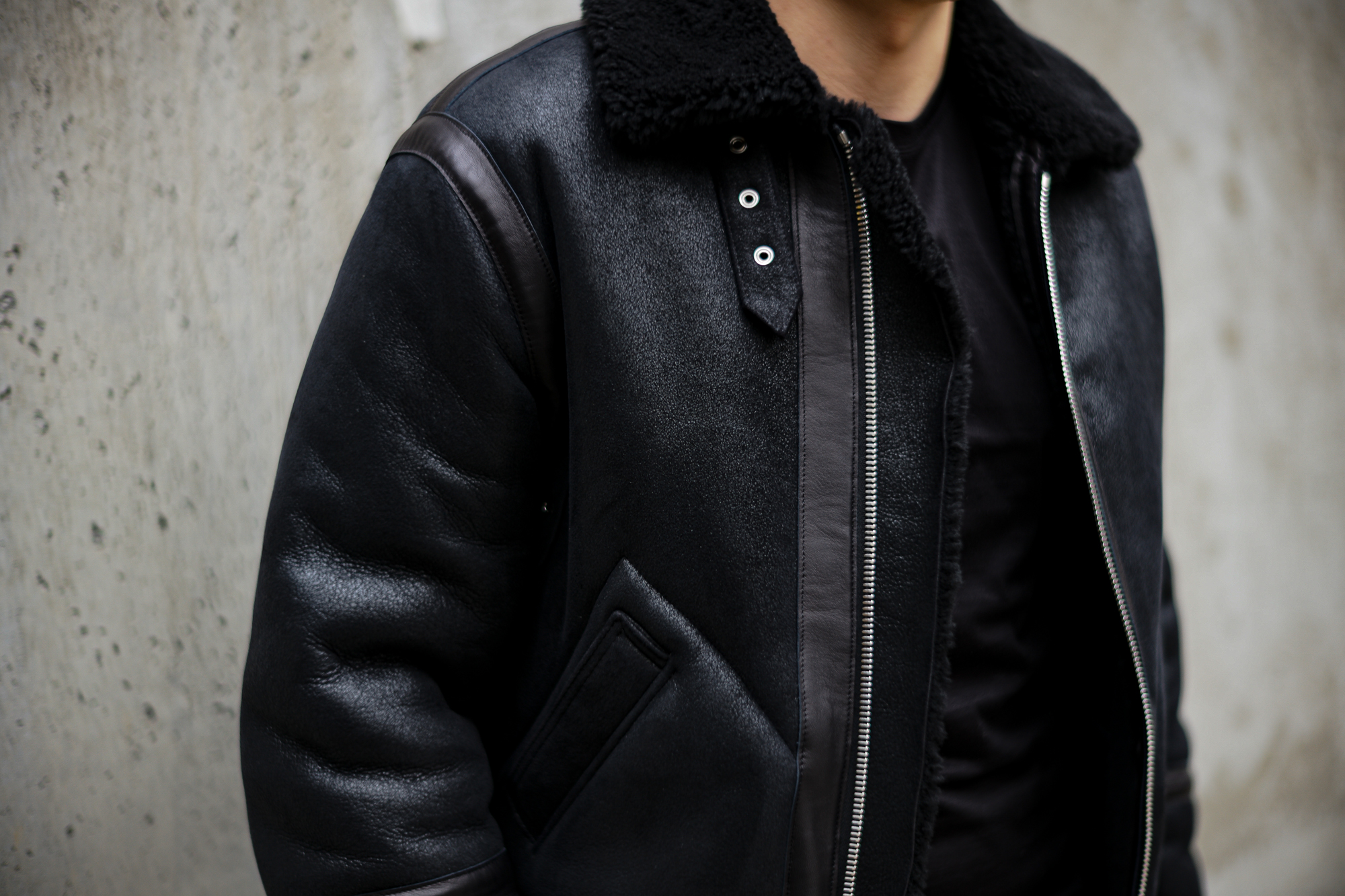 FIXER(フィクサー) F8 (エフエイト) B-3 MOUTON FLIGHT JACKET ビースリー ムートン フライト ジャケット BLACK(ブラック) 【ご予約開始】【2024.6.22(Sat)～2024.7.07(Sun)】愛知 名古屋 Alto e Diritto altoediritto アルトエデリット ムートンレザー