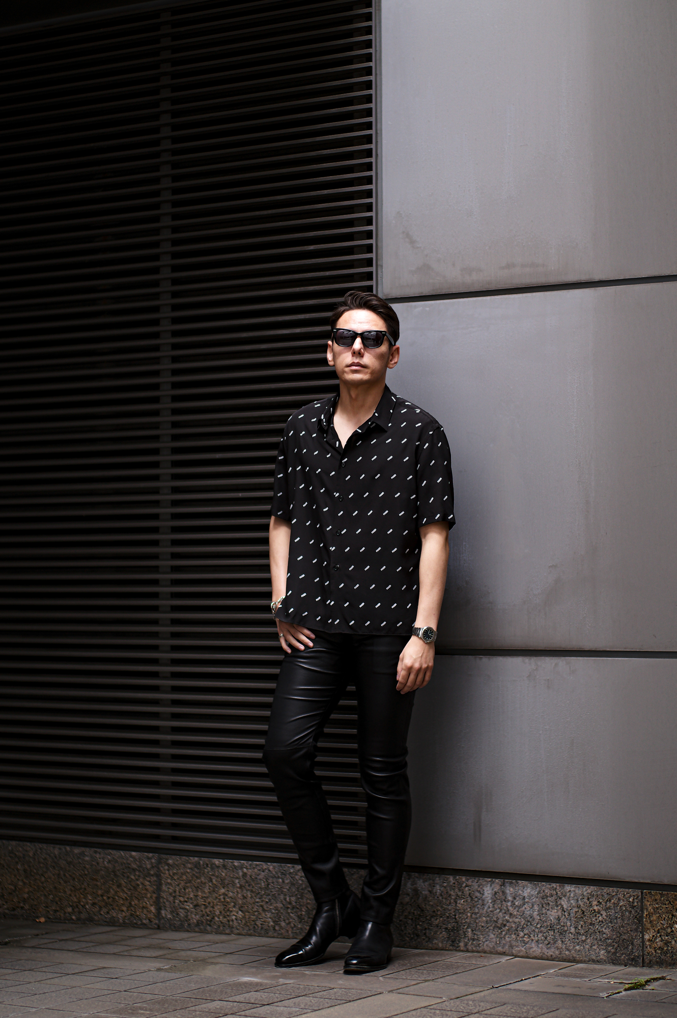 FIXER (フィクサー) FST-02 Silk Shirts ロゴプリント シルク シャツ BLACK (ブラック) 【ご予約開始】【2024.6.08(Sat)～2024.6.23(Sun)】 愛知 名古屋 Alto e Diritto altoediritto アルトエデリット 半袖シャツ シルクシャツ 柄シャツ