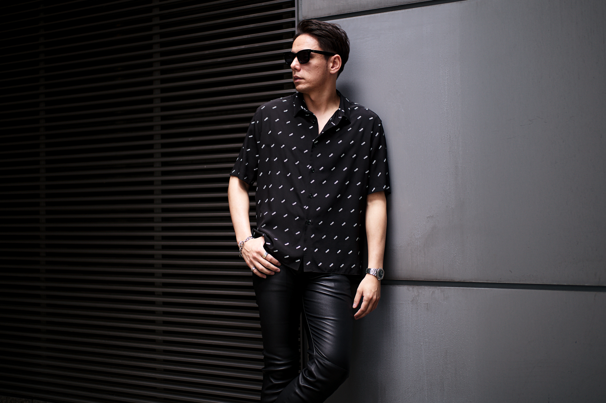 FIXER (フィクサー) FST-02 Silk Shirts ロゴプリント シルク シャツ BLACK (ブラック) 【ご予約開始】【2024.6.08(Sat)～2024.6.23(Sun)】 愛知 名古屋 Alto e Diritto altoediritto アルトエデリット 半袖シャツ シルクシャツ 柄シャツ