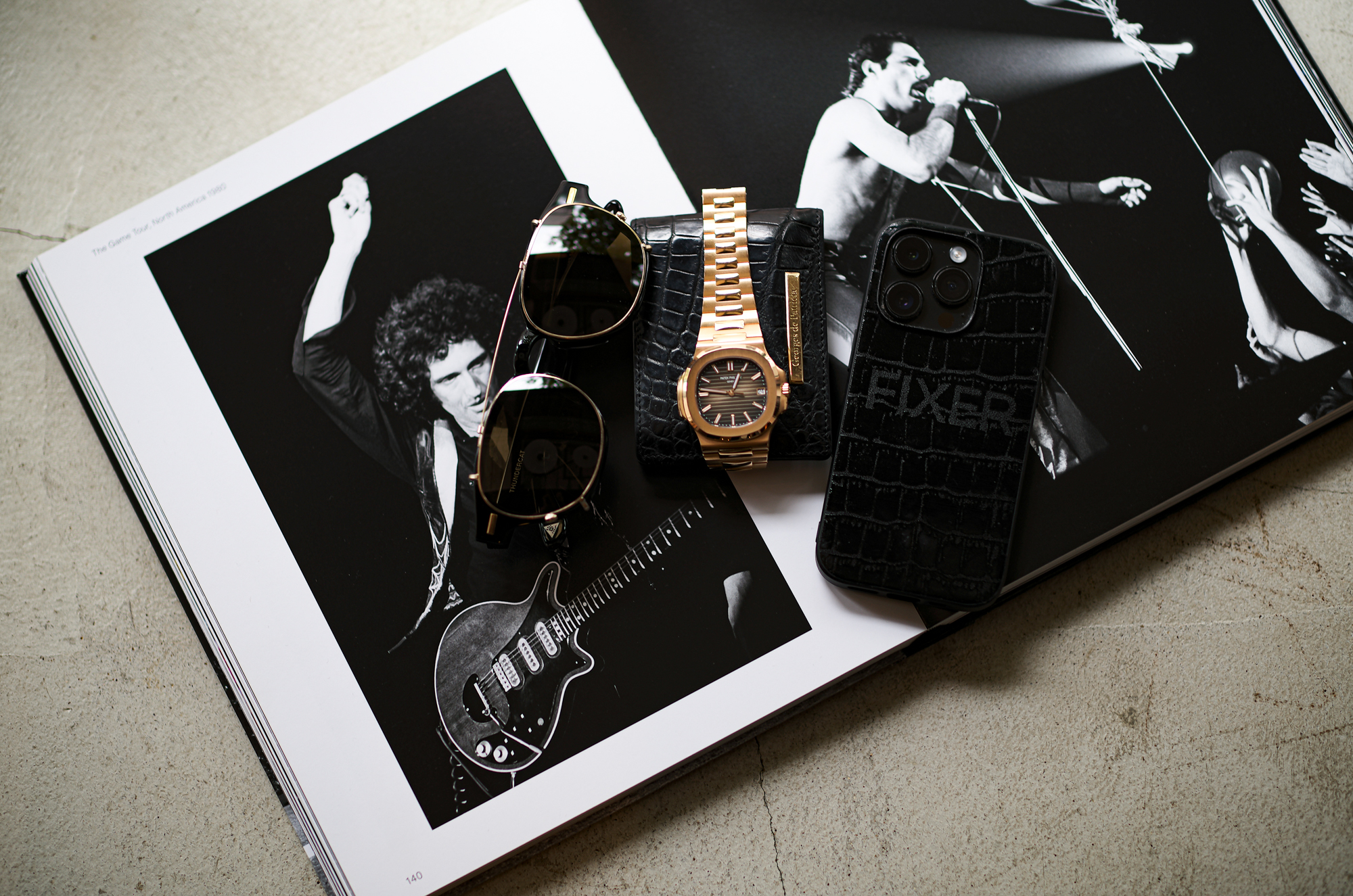 FIXER "THUNDERCAT CLIP ON" 18K GOLD BLACK SMOKE ×  Georges de Patricia "Cloud Crocodile" 18K GOLD × PATEK PHILIPPE Nautilus "5711/1R" × FIXER "iPhone 14Pro" Crocodile Case フィクサー サンダーキャット クリップオン 18Kゴールド ブラックスモーク ジョルジュドパトリシア クラウドクロコダイル パテックフィリップ ノーチラス アイフォーンケース クロコダイル 愛知 名古屋 Alto e Diritto altoediritto アルトエデリット