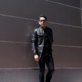 TOM FORD (トムフォード) GLOSSY GRAIN BIKER BLOUSON (グロッシー グレイン バイカー ブルゾン) カーフレザー シングル ライダース ジャケット BLACK (ブラック) Made in italy (イタリア製)のイメージ