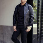 EMMETI (エンメティ) AKRON (アクロン) NAPPA CERATA 0.7mm (ナッパチェラータ 0.7mm) レザー アビエーター ジャケット NERO MATTBLACK (ブラック×マットブラック) Made in italy (イタリア製) 2024秋冬 【ご予約受付中】愛知 名古屋 Alto e Diritto altoediritto アルトエデリット