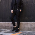 Volturno (ヴォルトゥルノ) Brushed Back Slim Biker Rib Pants ブラッシュバック バイカー リブ パンツ BLACK (ブラック)のイメージ