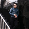 TOM FORD (トムフォード) NAPPA GRAIN LEATHER ZIP BIKER (ナッパ グレイン レザー ジップ バイカー) ラムレザー セミダブル ライダース ジャケット DARK TEAL (ダークティール) Made in italy (イタリア製)のイメージ
