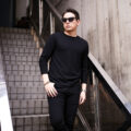 RIVORA (リヴォラ) Alashan Cashmere Long Sleeves Knit T-Shirts アラシャン カシミア ロングスリーブ Tシャツ BLACK (ブラック・010) MADE IN JAPAN (日本製)【ご予約開始】のイメージ