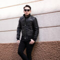 TOM FORD (トムフォード) GRAIN LEATHER FUNNEL BOMBER (グレインレザー ファンネルボンバー) ラムレザー ボマー ジャケット BLACK (ブラック) Made in italy (イタリア製) 2025のイメージ