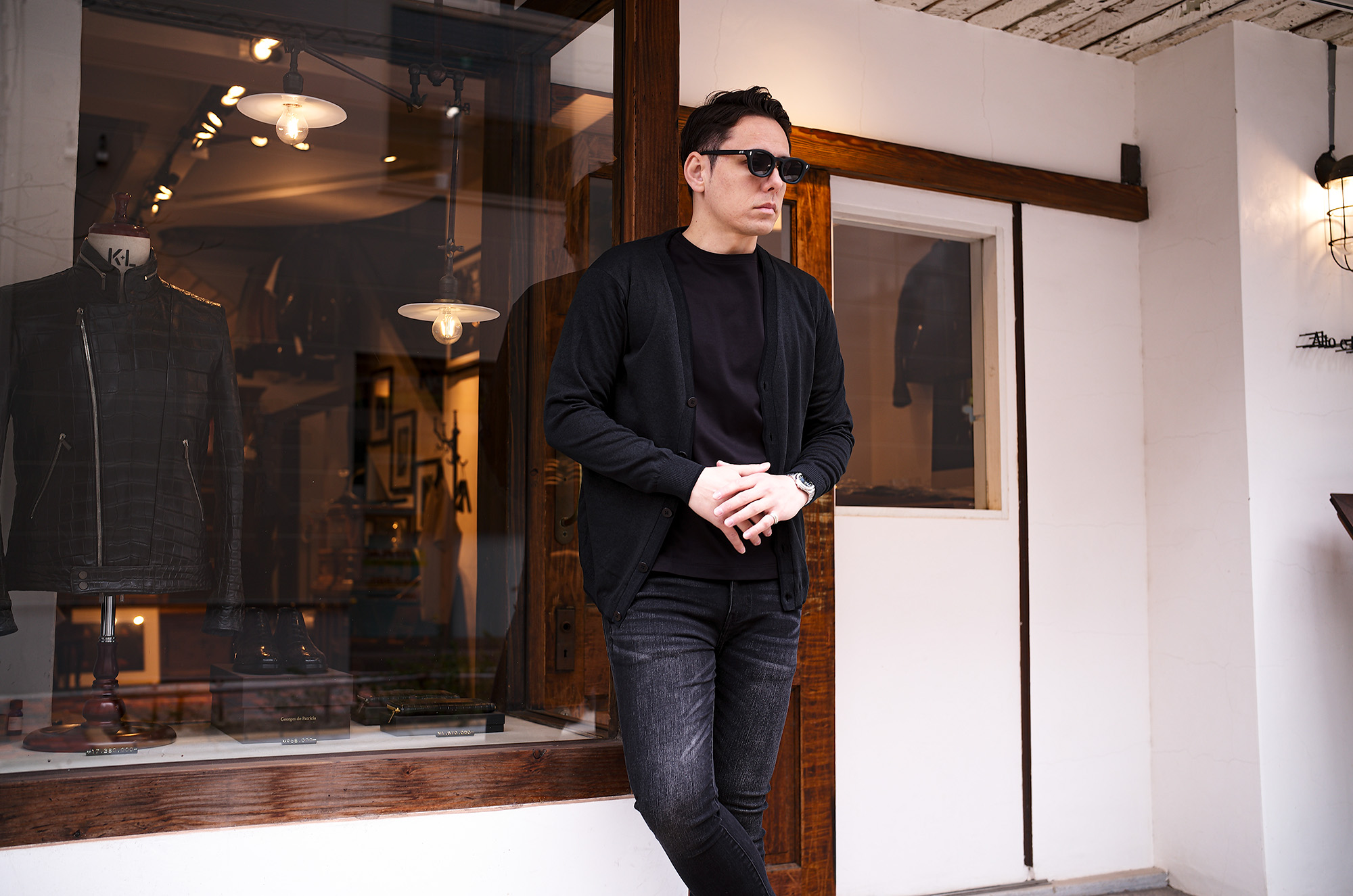 RIVORA (リヴォラ) Cotton Paper Line Cardigan コットン ペーパー ライン カーディガン BLACK (ブラック・010) MADE IN JAPAN (日本製) 2025春夏新作 愛知 名古屋 Alto e Diritto altoedirtto アルトエデリット