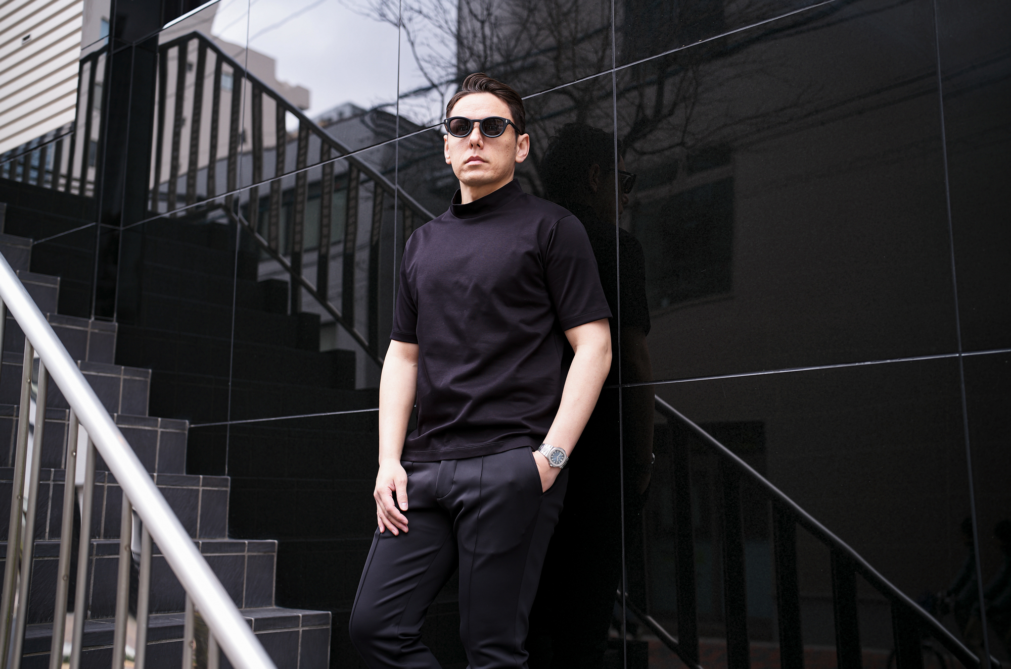 RIVORA (リヴォラ) Extra Fine Cotton Mock Neck T-Shirts エクストラファインコットン モックネック Tシャツ BLACK (ブラック・010) MADE IN JAPAN (日本製) 2025春夏新作 愛知 名古屋 Alto e Diritto altoediritto アルトエデリット