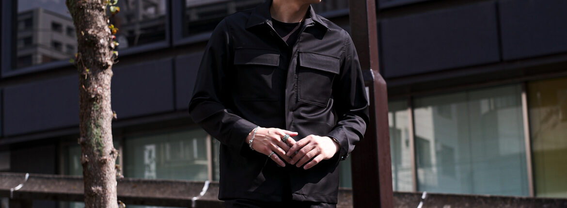 CRUNA (クルーナ) BRUGES (ブルージュ) Relax Fit Overshirt リラックス フィット オーバー シャツ NERO (ブラック・900) Made in Italy (イタリア製) 2025春夏新作のイメージ